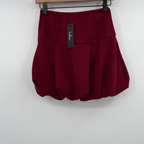 Lulus Skirt Women XS NEW Red Mini Parachute Puff Stretch High Waist Side Zipper - Picture 3 of 10